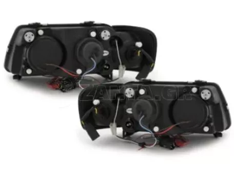 Φανάρια εμπρός angel eyes για Audi A3 (1996-2000) - μαύρα , χωρίς λάμπες (Η1) - σετ 2τμχ. 