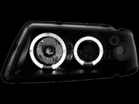Φανάρια εμπρός angel eyes για Audi A3 (1996-2000) - μαύρα , χωρίς λάμπες (Η1) - σετ 2τμχ. 