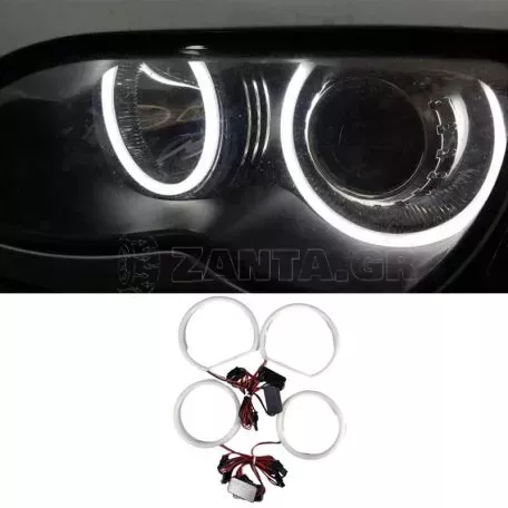 Angel Eyes LED Kit Για Bmw X3 E83 03-10 2x131mm & 2x106mm Λευκά Ματ 4 Τεμάχια 