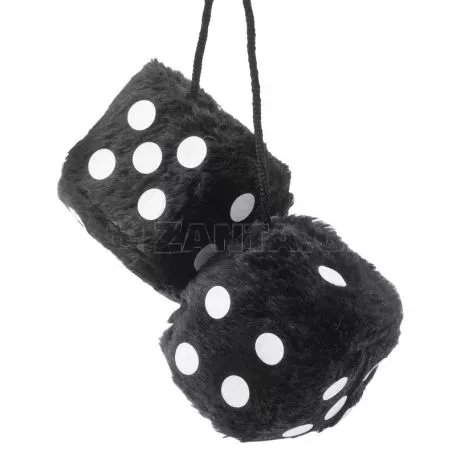 Fuzzy Dice Black 7x7cm 2 PcsΖάρια Κρεμαστά Διακοσμητικά Fuzzy Dice Μαύρα 7x7cm 2 Τεμάχια 