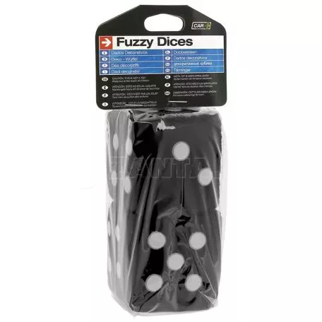 Fuzzy Dice Black 7x7cm 2 PcsΖάρια Κρεμαστά Διακοσμητικά Fuzzy Dice Μαύρα 7x7cm 2 Τεμάχια 
