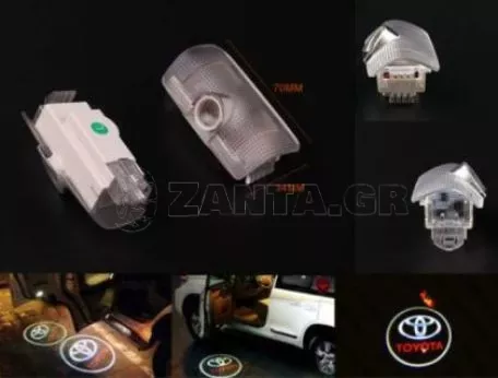 Προτζέκτορες πόρτας στη θέση της πλαφονιέρας με λογότυπο Toyota 