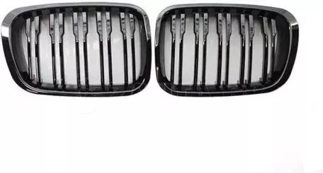 Καρδιές Μάσκας Για Bmw 3 E46 99-01 Sedan/Touring/Compact M4 Look Με Διπλή Γρίλια Μαύρο Γυαλιστερό 2 Τεμάχια 
