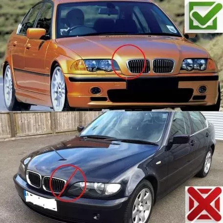 Καρδιές Μάσκας Για Bmw 3 E46 99-01 Sedan/Touring/Compact M4 Look Με Διπλή Γρίλια Μαύρο Γυαλιστερό 2 Τεμάχια 