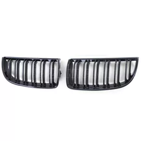 Καρδιές Μάσκας Για Bmw 3 E90 /E91 05-08 M4 Look Με Διπλή Γρίλια Μαύρο Γυαλιστερό 2 Τεμάχια 