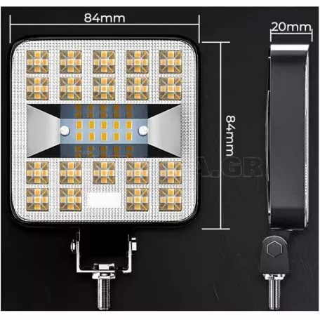 Προβολέας Εργασίας Τετράγωνος Mini 7-F 29 LED 9-40 Volt 90W 9000lm 6500k LΕDΒΑR-003 1 Τεμάχιο 