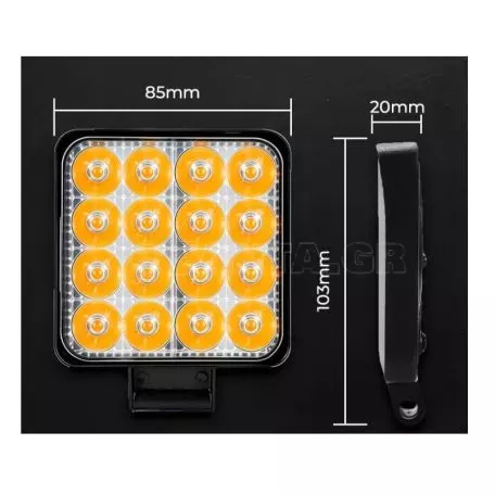 Προβολέας Εργασίας Τετράγωνος Mini FT-16 LED 12-40 Volt 50W 7000lm 6000k LEDBAR-001 1 Τεμάχιο 