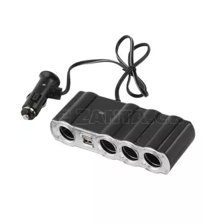 Προέκταση Αναπτήρα In-Car Wf-4008 Τετραπλή 12/24V Με 2 USB 1 Τεμάχιο 