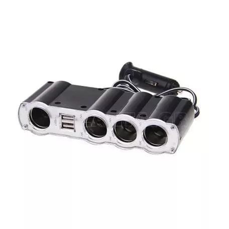 Προέκταση Αναπτήρα In-Car Wf-4008 Τετραπλή 12/24V Με 2 USB 1 Τεμάχιο 