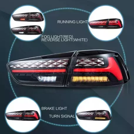 Πισινά Φανάρια Set Για Mitsubishi Lancer X 08-17 Led Bar Μαύρα VLAND 