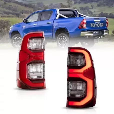 Πισινά Φανάρια Set Για Toyota Hilux Revo 2015-2020 Led Bar Animation Κόκκινο/Clystal VLAND 