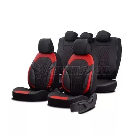 Καλύμματα Αυτοκινήτου Otom Progressive Design Universal Full Δερματίνη Σετ Εμπρός / Πίσω 11 Τεμαχίων Μαύρο / Κόκκινο ΡRG-104 