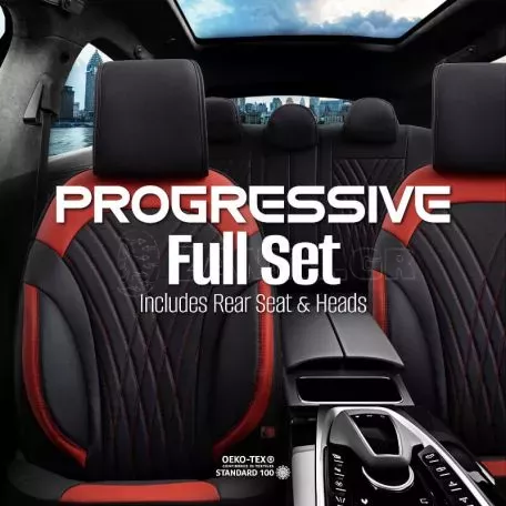 Καλύμματα Αυτοκινήτου Otom Progressive Design Universal Full Δερματίνη Σετ Εμπρός / Πίσω 11 Τεμαχίων Μαύρο / Κόκκινο ΡRG-104 