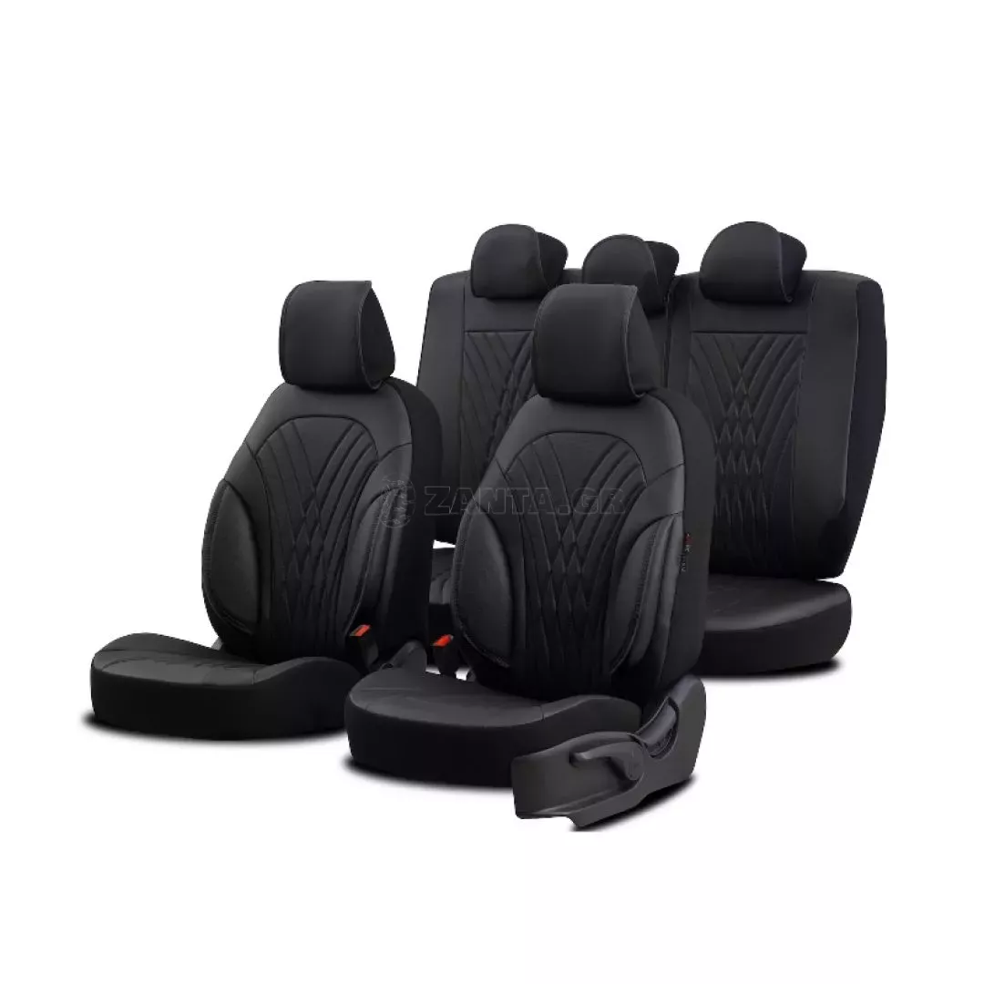 Καλύμματα Αυτοκινήτου Otom Progressive Design Universal Full Δερματίνη Σετ Εμπρός / Πίσω 11 Τεμαχίων Μαύρο PRG-101