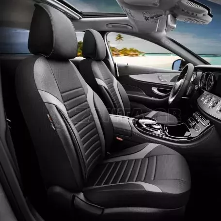 Καλύμματα Αυτοκινήτου Otom Coral Design Universal Full Δερματίνη Σετ Εμπρός / Πίσω 11 Τεμαχίων Μαύρο / Γκρι CRΑL-106 