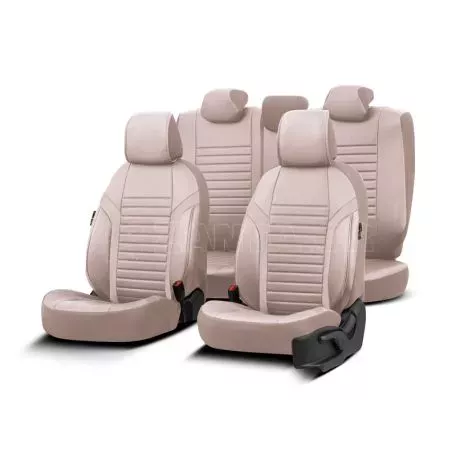Καλύμματα Αυτοκινήτου Otom Coral Design Universal Full Δερματίνη Σετ Εμπρός / Πίσω 11 Τεμαχίων Μπεζ CRΑL-102 