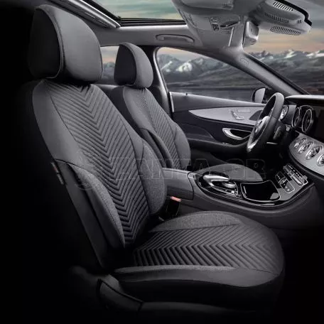 Καλύμματα Αυτοκινήτου Otom "Advanced Leather" Universal Δερματίνη / Λινό Ύφασμα Σετ Εμπρός / Πίσω 11 Τεμαχίων Μαύρο / Smoke ΑDV-103 