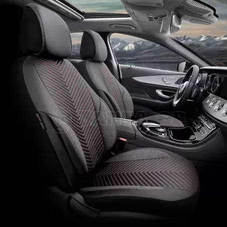 Καλύμματα Αυτοκινήτου Otom "Advanced Leather" Universal Δερματίνη / Λινό Ύφασμα Σετ Εμπρός / Πίσω 11 Τεμαχίων Μαύρο / Κόκκινο ΑDV-101 