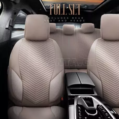 Καλύμματα Αυτοκινήτου Otom "Advanced Leather" Universal Δερματίνη / Λινό Ύφασμα Σετ Εμπρός / Πίσω 11 Τεμαχίων Μπεζ ΑDV-105 