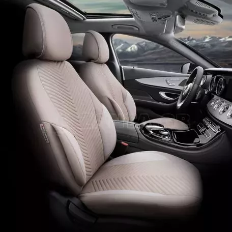 Καλύμματα Αυτοκινήτου Otom "Advanced Leather" Universal Δερματίνη / Λινό Ύφασμα Σετ Εμπρός / Πίσω 11 Τεμαχίων Μπεζ ΑDV-105 
