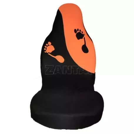 Καλύμματα Αυτοκινήτου Feet Design Universal Βελούδινο Ύφασμα Εμπρός 2 Τεμαχίων Με Ενσωματωμένα Προσκέφαλα Μαύρο / Πορτοκαλί 