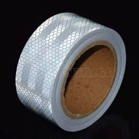 Αυτοκόλλητη Αντανακλαστική Ταινία Λευκή 50mm x 5 Μέτρα 