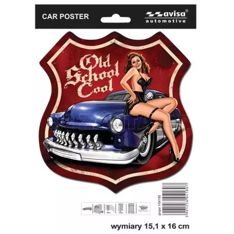 Αυτοκόλλητο Σήμα Αυτοκινήτου ''Old School Cool'' 15cm x 16cm 1 Τεμάχιο 