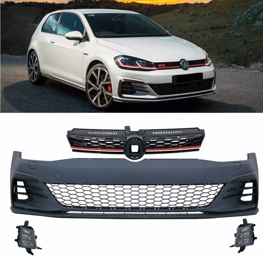 Μπροστινός Προφυλακτήρας Για VW Golf VII (7) 13-17 Upgrade to GTI 7.5 Look 17-19 Σετ Με Μάσκα & Led Προβολείς