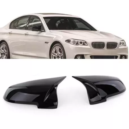 Καπάκια Καθρεφτών Για Bmw 5 F10 / F11 LCI (Facelift), 6 F06, F12, F13, 7 F02, F03, F04, 14-18 M4 Look Γυαλιστερό Μαύρο 2 Τεμάχια 