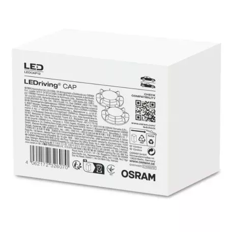 Καπάκια Μπροστινών Φαναριών Osram LEDCAP12 Για Τοποθέτηση H7 Led Φ90mm 2 Τεμάχια 