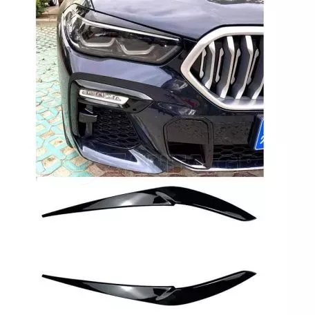 Φρυδάκια Μπροστινών Φαναριών Για Bmw X5 G05 & X6 G06 2018+ Βαμμένα Μάυρο Γυαλιστερό Χρώμα 2 Τεμάχια 