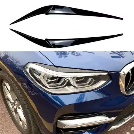 Φρυδάκια Μπροστινών Φαναριών Για Bmw X3 G01 & X4 G02 2018+ Βαμμένα Μάυρο Γυαλιστερό Χρώμα 2 Τεμάχια 