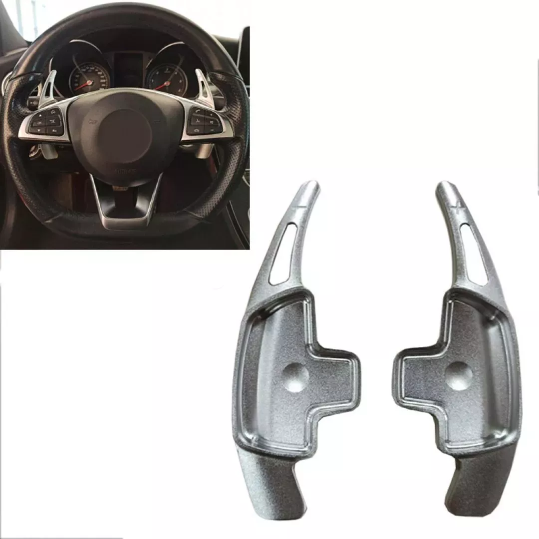 Paddles Shift Αλουμινίου Για Mercedes-Benz C-Class W205 / GLC / GLE / S-Class / CLA / GLA Ασημί 2 Τεμάχια