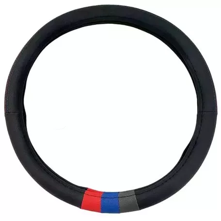Κάλυμμα Τιμονιού Δερματίνη Tricolore M- Sport Μαύρο Με 3 Χρώματα ///Μ Medium 37-39cm 