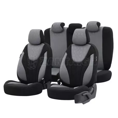 Καλύμματα Αυτοκινήτου Otom Ruby Design Universal Βαμβακερό Ύφασμα Rachel Σετ Εμπρός / Πίσω 11 Τεμαχίων Μαύρο / Γκρι RBY-1202 