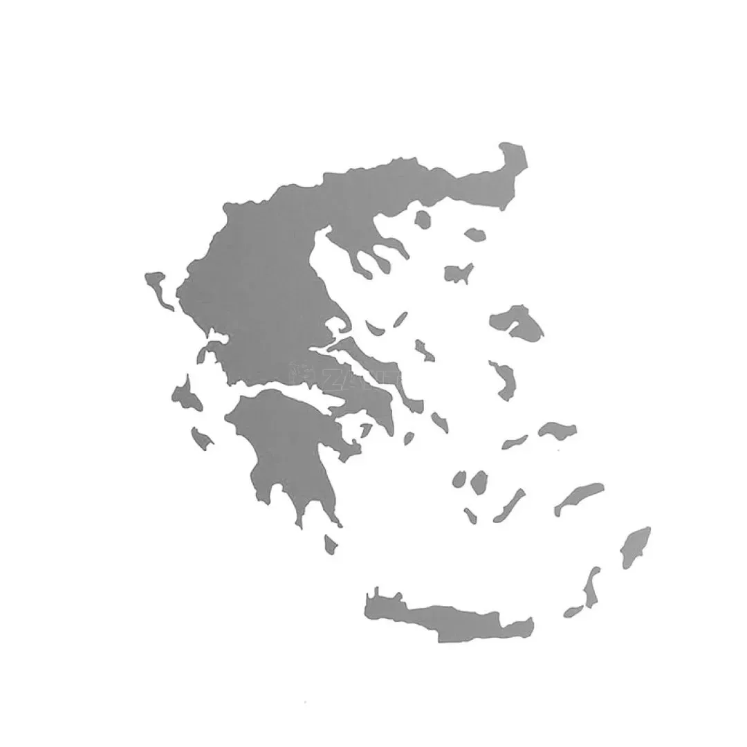 Αυτοκόλλητο Αυτοκινήτου "Χάρτης Ελλάδας'' Μικρός 11cm x 9cm Ασημί 1 Τεμάχιο