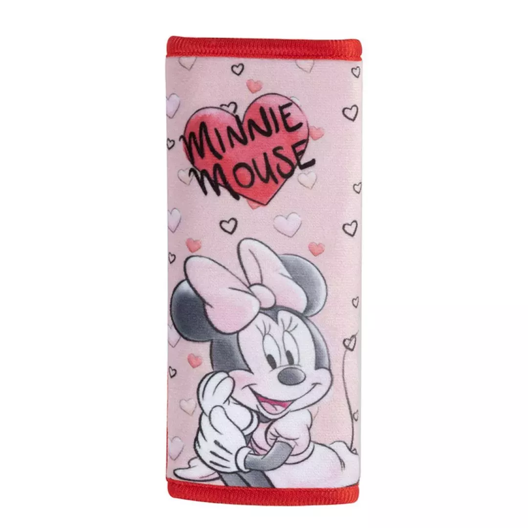 Μαξιλαράκι Ζώνης Ασφαλείας Minnie Mouse ''Καρδιές'' Βελούδινο Ροζ 1 Τεμάχιο