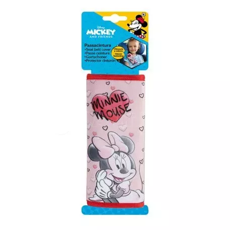 Μαξιλαράκι Ζώνης Ασφαλείας  Minnie Mouse ''Καρδιές'' Βελούδινο Ροζ 1 Τεμάχιο 