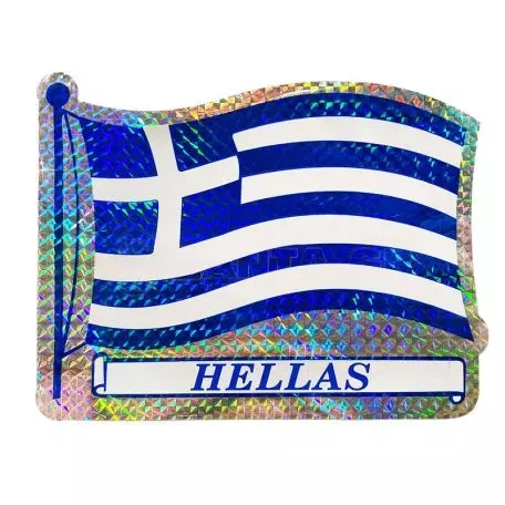 Αυτοκόλλητο Αυτοκινήτου Ελληνική Κυματιστή Σημαία Πρίσμα 15cm x 11,7cm 1 Τεμάχιο 20918 