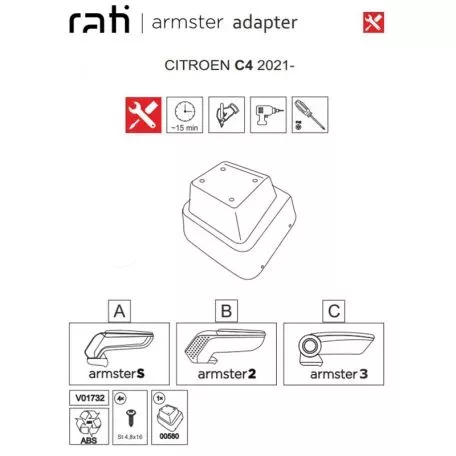 Βάση Τεμπέλη Ειδική Για Citroen C4 21+ Armster Rati 1 Τεμάχιο 