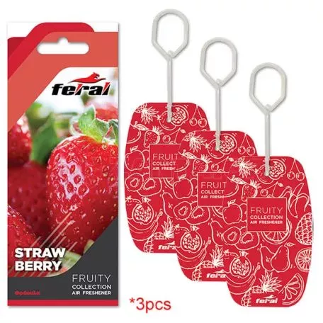 Σετ Αρωματικών Αυτοκινήτου Feral Fruity Collection Strawberry 3 Τεμάχια 