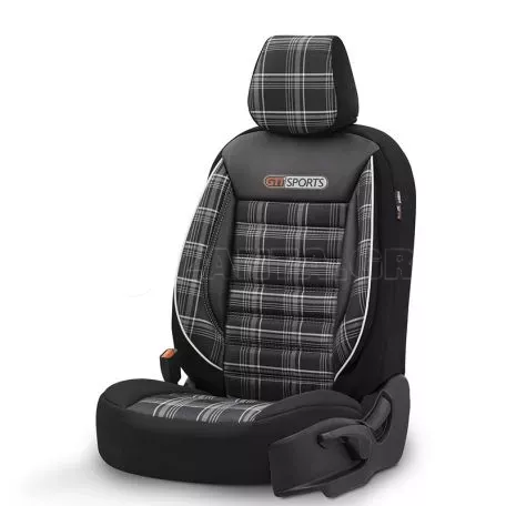 Καλύμματα Αυτοκινήτου Otom GTI Sports Design Universal Jacquard / Lacost / Δερματίνη Σετ Εμπρός / Πίσω 11 Τεμαχίων Μαύρο - Γκρι GTI-807 