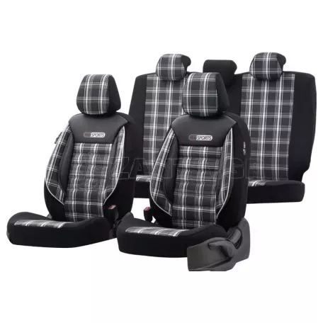 Καλύμματα Αυτοκινήτου Otom GTI Sports Design Universal Jacquard / Lacost / Δερματίνη Σετ Εμπρός / Πίσω 11 Τεμαχίων Μαύρο - Γκρι GTI-807 