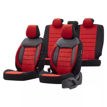 Καλύμματα Αυτοκινήτου Otom Comfortline Design Universal Sued / Rachel / Δερματίνη Σετ Εμπρός / Πίσω 11 Τεμαχίων Μαύρο - Κόκκινο CMF-207 