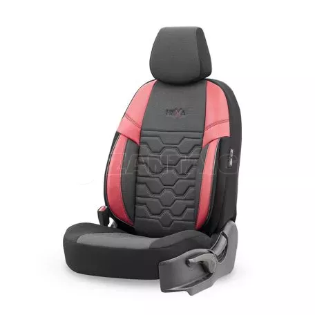 Καλύμματα Αυτοκινήτου Otom Hexa Design Universal Jacquard / Rachel / Δερματίνη Σετ Εμπρός / Πίσω 11 Τεμαχίων Μαύρο - Κόκκινο HEX-2801 