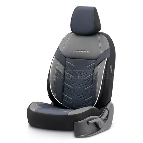 Καλύμματα Αυτοκινήτου Otom Reflective Design Universal Jacquard / Rachel / Δερματίνη Σετ Εμπρός / Πίσω 11 Τεμαχίων Μαύρο Με Μπλε Ραφή RFL-2604 