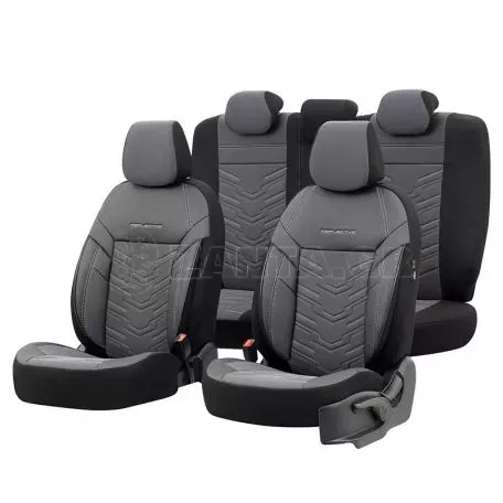 Καλύμματα Αυτοκινήτου Otom Reflective Design Universal Jacquard / Rachel / Δερματίνη Σετ Εμπρός / Πίσω 11 Τεμαχίων Μαύρο - Σκούρο Γκρι RFL-2603 