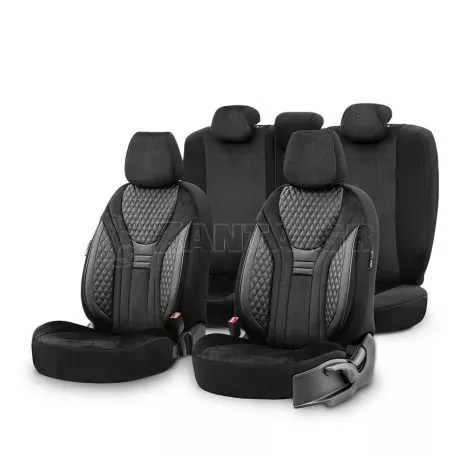 Καλύμματα Αυτοκινήτου Otom Infinity Design Universal Sued / Δερματίνη Καπιτονέ / Rachel Σετ Εμπρός / Πίσω 11 Τεμαχίων Μαύρο INF-2001 