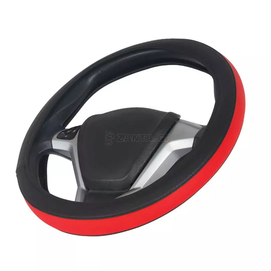 Κάλυμμα Τιμονιού Αυτοκινήτου Otom Easy-Fit Δερματίνη Μαύρο - Κόκκινο Medium 37-39cm F-56