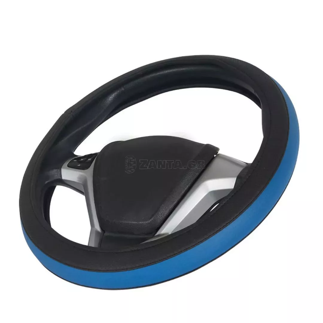 Κάλυμμα Τιμονιού Αυτοκινήτου Otom Easy-Fit Δερματίνη Μαύρο - Μπλε Medium 37-39cm F-58